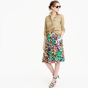 Silk Pleated Brushstoke Skirt by J Crew